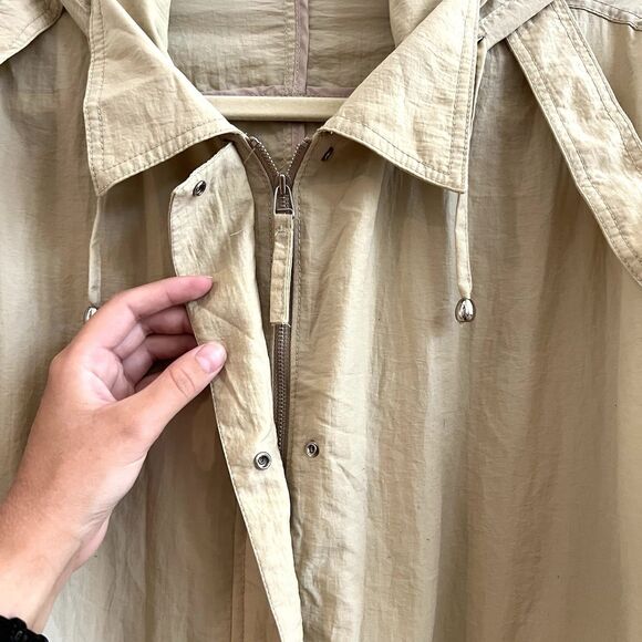 Low Classic Tan Lightweight Combat Jacket With Removeable Hood and Cinched Waist - Picture 6 of 16